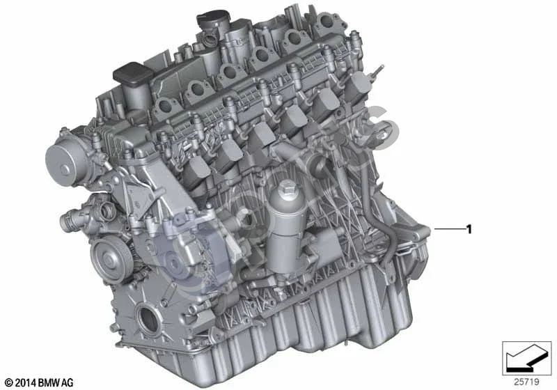 BMW 5 E60 E61 (2004–2010) Jėgos agregatas (M57N2, E60, E61) schema – Kabelių kanalas, viršutinė dalis