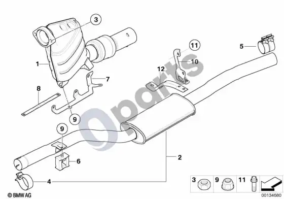 BMW 5 E60 E61 katalizatorius/priekinis duslintuvas (M57N) – schema