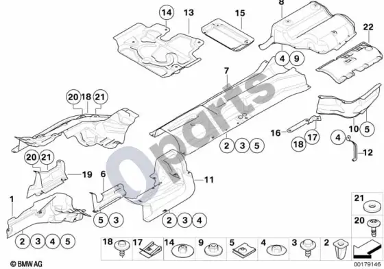 BMW 5 E60 E61 šilumos izoliacija (N47, E60 LCI) – schema