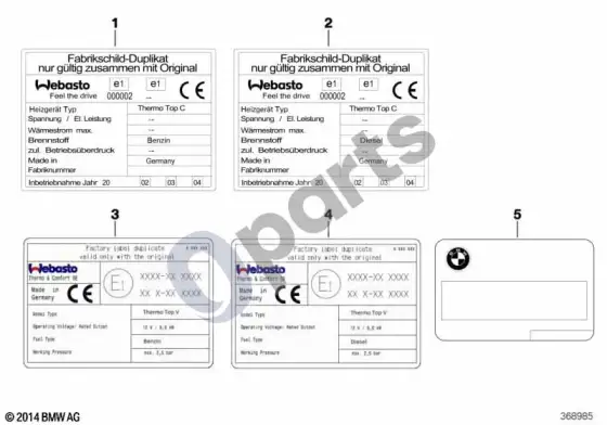 BMW 5 E60 E61 lipdukai, nepriklausomas šildytuvas (E60) – schema