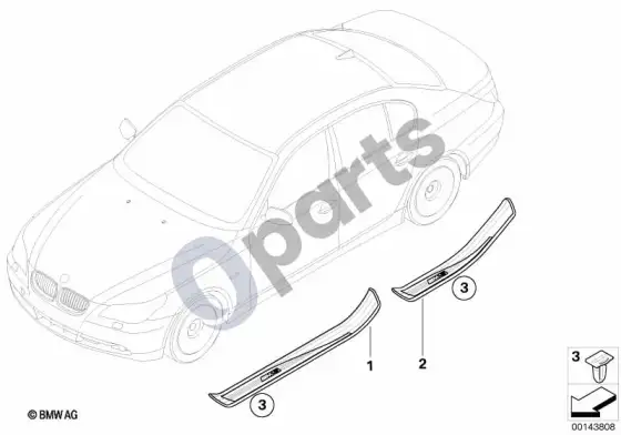 BMW 5 E60 E61 m įlipimo apdailos papildomas montavimas – schema