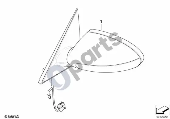 BMW 5 E60 E61 m išorinis veidrodėlis (E60) – schema