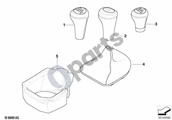 BMW 5 E60 E61 pavarų perjungimo rankenėlės / svirties apdangalai (E60) – schema