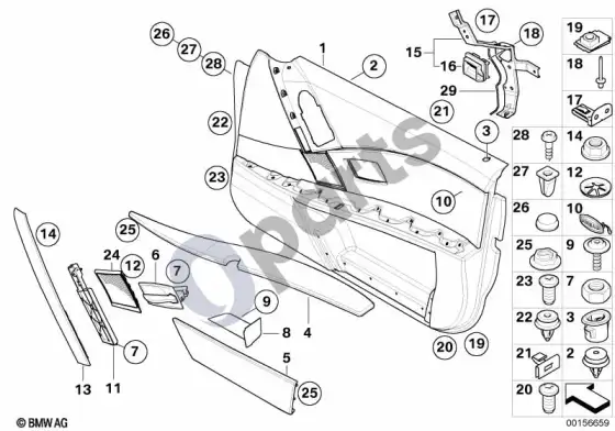 BMW 5 E60 E61 priekinė durų apdailos plokštė / šoninė oro pagalvė (E60) – schema