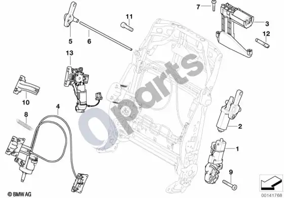 BMW 5 E60 E61 priekinė sėdynė, elektros sistema ir pavaros, atlošas (E60, E61) – schema