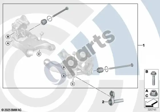 BMW 5 E60 E61 remonto komplektas, rutulinis lankstas – schema