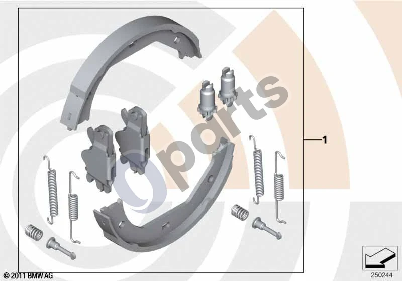BMW 5 E60 E61 (2004–2010) Remonto komplektas, stabdžių trinkelės Value Parts schema – pozicija 01: Remonto komplektas, stabdžių trinkelės, pilnas (VALUE PARTS)