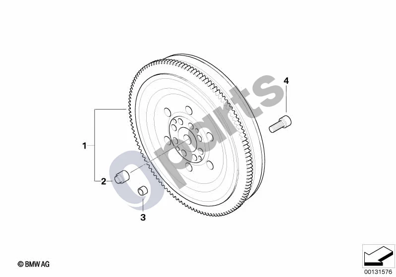 BMW 5 E60 E61 (2004–2010) Smagratis / dvigubos masės smagratis (E60) schema – pozicija 01: Dvigubos masės smagratis