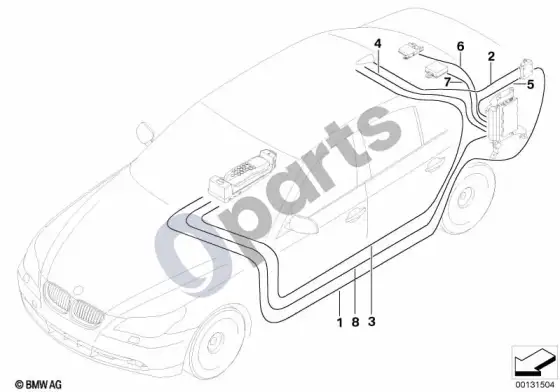 BMW 5 E60 E61 telefono antenos laidas (E60) – schema