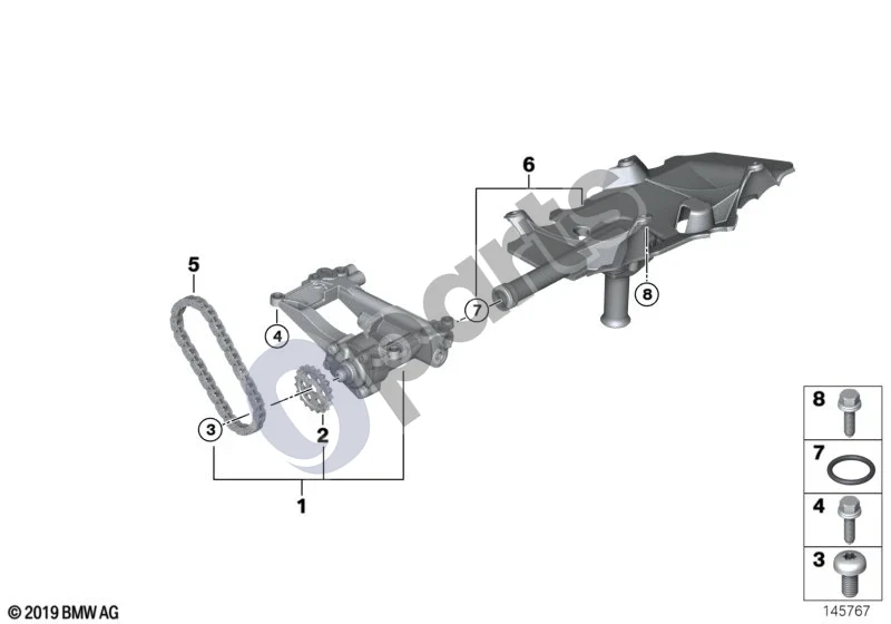 BMW 5 E60 E61 (2004–2010) Tepimo sistema / Alyvos siurblys su pavara (M57N2) schema – pozicija 06: Įsiurbimo vamzdis su tarpikliu