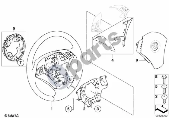 BMW 5 E60 E61 vairo ratas su oro pagalve, išmanus daugiafunkcis (E60) – schema