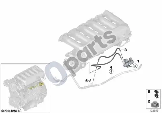 BMW 5 E60 E61 vakuuminis valdymas, EGR (E60, E61) – schema
