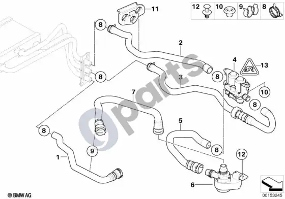 BMW 5 E60 E61 vandens vožtuvas/vandens žarna IHKA high (M47N2) – schema