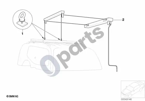 BMW 5 E60 E61 variklio dangčio adapteris (universalus keltuvas) – schema