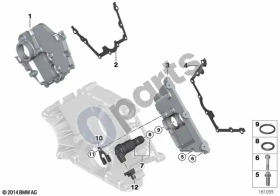 BMW 5 E60 E61 viršutinis paskirstymo mechanizmo dangtis (N62) – schema