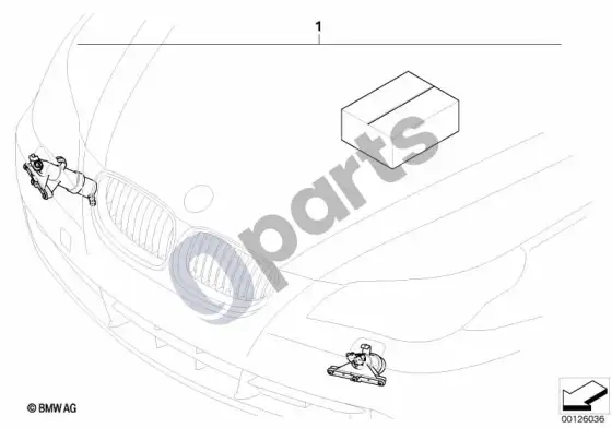 BMW 5 E60 E61 žibintų plovimo sistemos papildomo montavimo komplektas (E60) – schema