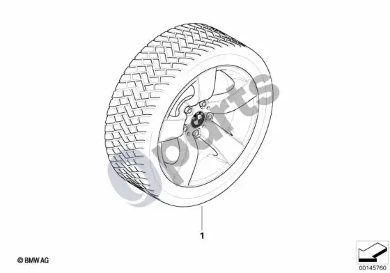BMW 5 E60 E61 žieminis ratas su padanga, žvaigždinės stipinės 122 - 17" – schema