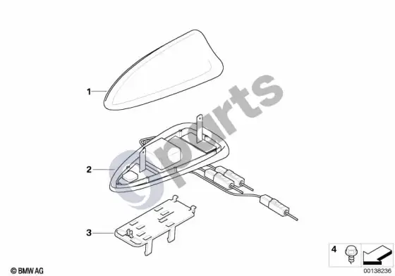 BMW 5 E60 E61 atskiros dalys, antena (E61) – schema