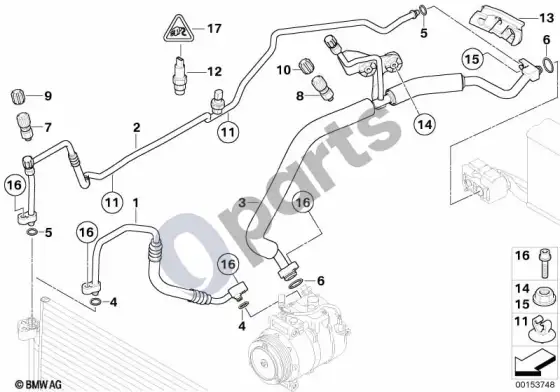 BMW 5 E60 E61 aušinimo skysčio vamzdynai (M54, E61) – schema