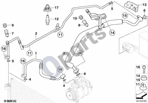 BMW 5 E60 E61 aušinimo skysčio vamzdynai (N52, E61) – schema