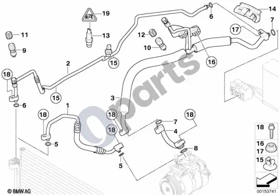 BMW 5 E60 E61 aušinimo skysčio vamzdynai (E61) – schema