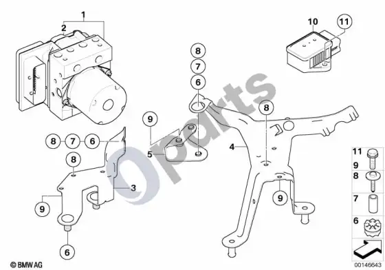 BMW 5 E60 E61 DSC hidraulinis blokas/tvirtinimas/jutikliai (E61) – schema