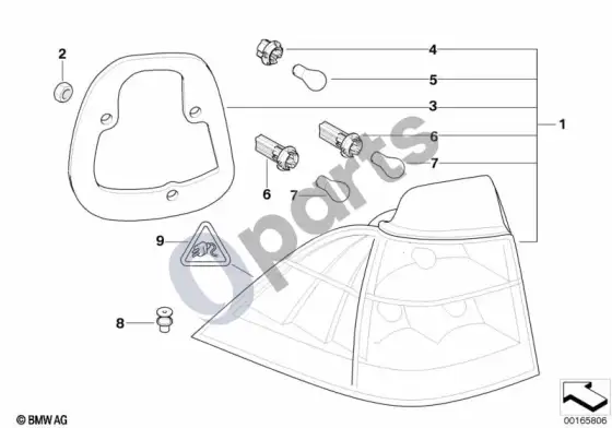 BMW 5 E60 E61 galinis žibintas šoninėje plokštėje (E61) – schema