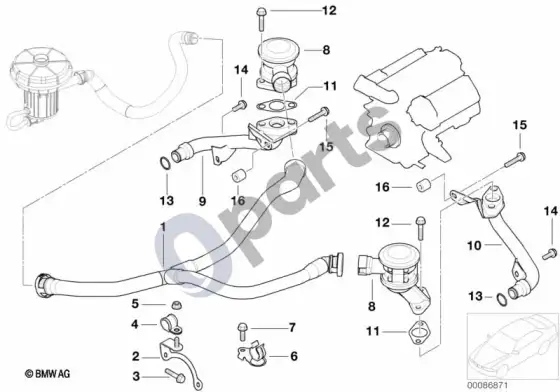 BMW 5 E60 E61 išmetamųjų dujų valymo vamzdžiai (N62, E61) – schema