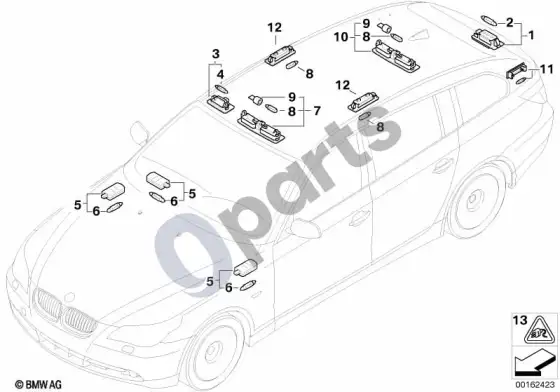 BMW 5 E60 E61 įvairios lemputės (E61) – schema