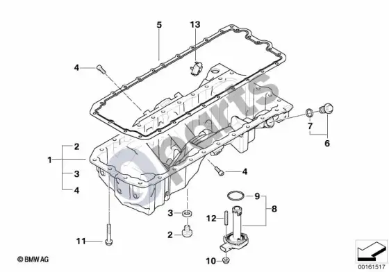 BMW 5 E60 E61 alyvos karteris (N54, E61 LCI) – schema