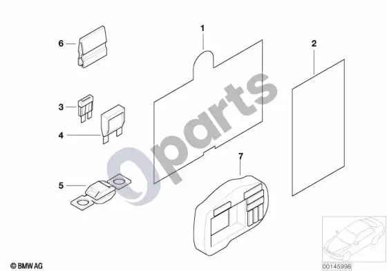 BMW 5 E60 E61 atskiros saugiklių dėžutės dalys (E61 LCI) – schema