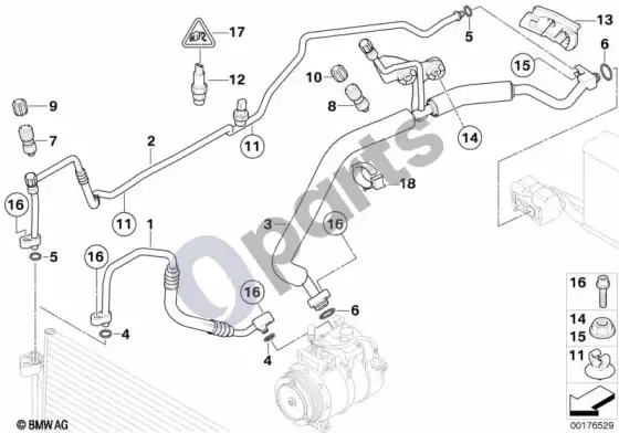 BMW 5 E60 E61 aušinimo skysčio vamzdynai (N52N, E61 LCI) – schema