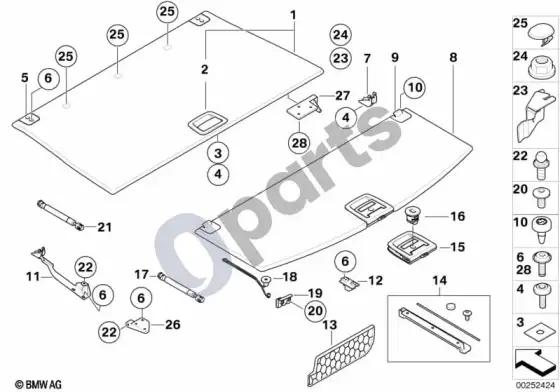 BMW 5 E60 E61 bagažinės grindų apdailos skydelis (E61 LCI) – schema