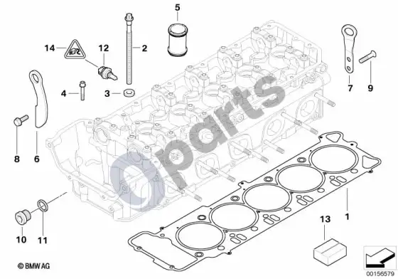 BMW 5 E60 E61 cilindrų galvutės pritvirtinamos detalės (S85, E61 LCI) – schema