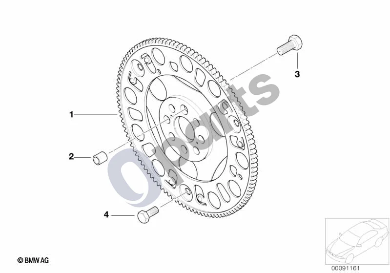BMW 5 E60 E61 (2004–2010) Automatinės pavarų dėžės smagratis (E60 LCI, E61 LCI) schema – pozicija 01: Automatinės pavarų dėžės smagratis