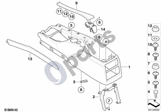BMW 5 E60 E61 centrinė konsolė (E61 LCI, E60 LCI) – schema