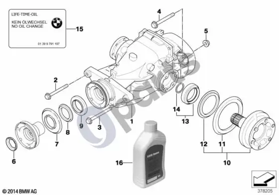 BMW 5 E60 E61 diferencialo pavara / išėjimas (E61 LCI, E60 LCI) – schema