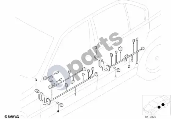 BMW 5 E60 E61 durų laidų pynė (E61 LCI, E60 LCI) – schema