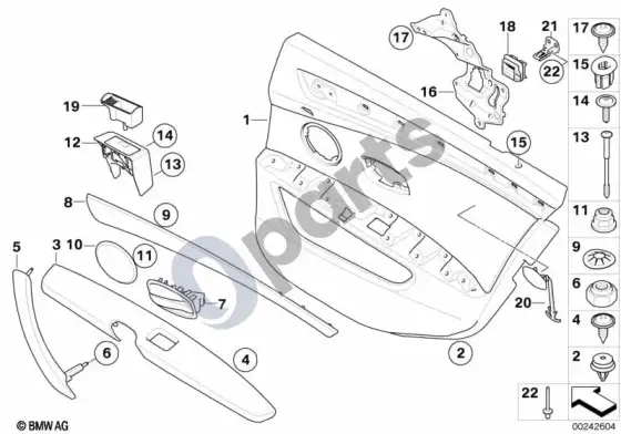 BMW 5 E60 E61 galinė durų apdaila (E61 LCI, E60 LCI) – schema