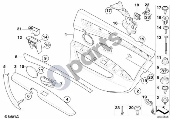 BMW 5 E60 E61 galinė durų apdailos plokštė / šoninė oro pagalvė (E61 LCI, E60 LCI) – schema