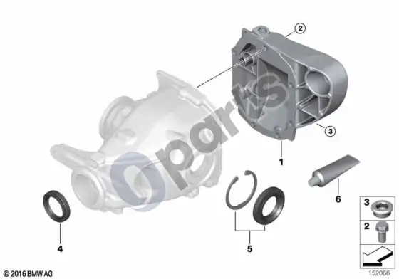 BMW 5 E60 E61 galinės pavaros tarpiklių komplektas (E61 LCI, E60 LCI) – schema