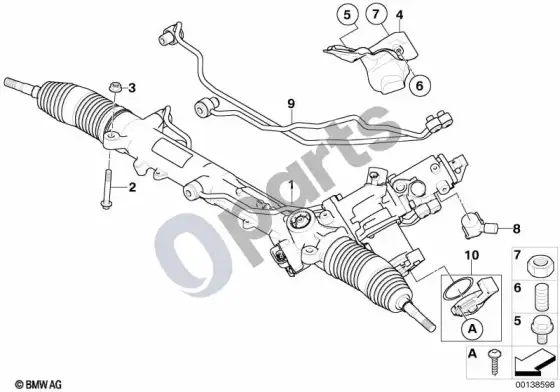 BMW 5 E60 E61 hidraulinė vairo pavara – aktyvusis vairas (AFS, E61 LCI, E60 LCI) – schema