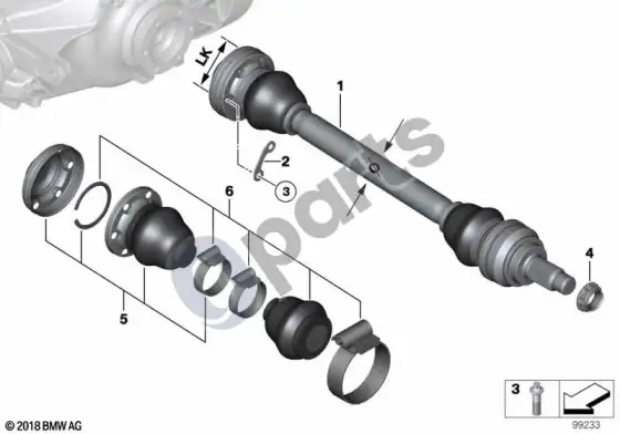 BMW 5 E60 E61 išėjimo velenas (E61 LCI, E60 LCI) – schema