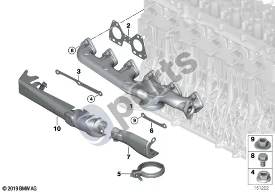 BMW 5 E60 E61 išmetimo kolektorius – AGR (M57N2, E61 LCI, E60 LCI) – schema