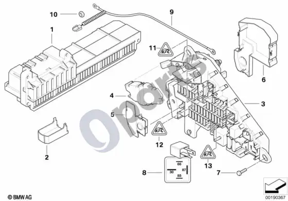 BMW 5 E60 E61 maitinimo paskirstymo dėžė (E61 LCI, E60 LCI) – schema