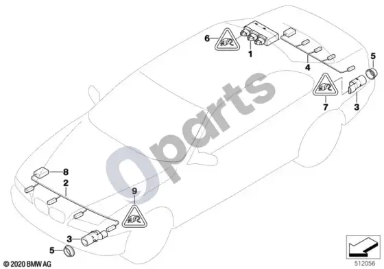 BMW 5 E60 E61 parkavimo atstumo kontrolė (PDC, E61 LCI, E60 LCI) – schema