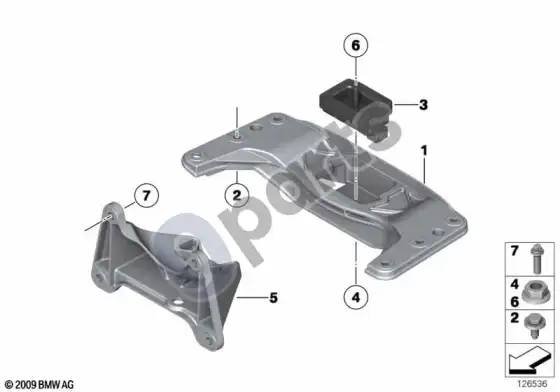 BMW 5 E60 E61 pavarų dėžės pakaba (E61 LCI, E60 LCI) – schema