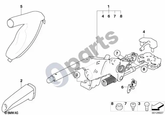 BMW 5 E60 E61 rankinio stabdžio svirtis (E61 LCI, E60 LCI) – schema