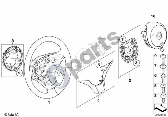 BMW 5 E60 E61 sportinio vairo oro pagalvė – smart / daugiafunkcis (E61 LCI, E60 LCI) – schema