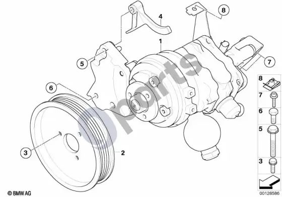 BMW 5 E60 E61 vairo siurblys / dynamic drive / aktyvusis vairas (E61 LCI, E60 LCI) – schema